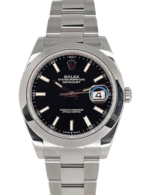 rolex datejust 41 black dial roman numerals|rolex datejust 41 oystersteel.